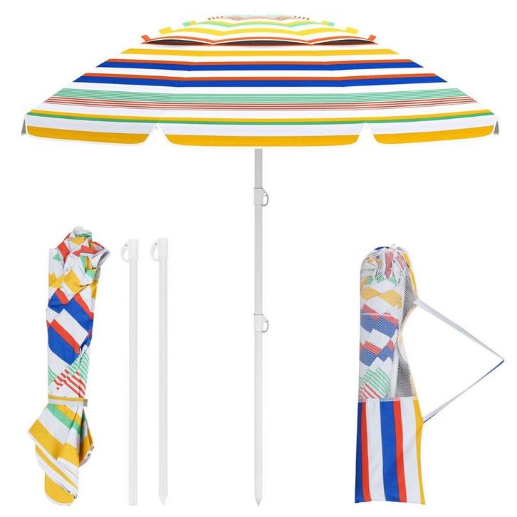 2dekans | Coast 200 cm Draagbare Strandparasol Multicolor, Tuin en Terras, Parasols, Ophalen of Verzenden