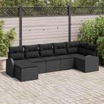 vidaXL Tuinbank Set met kussen 7 pcs Zwart Poly rattan, Tuin en Terras, Tuinsets en Loungesets, Verzenden, Nieuw