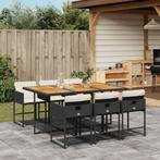 vidaXL 7-delige Tuinset met kussens poly rattan zwart, Verzenden, Nieuw, Tuinset