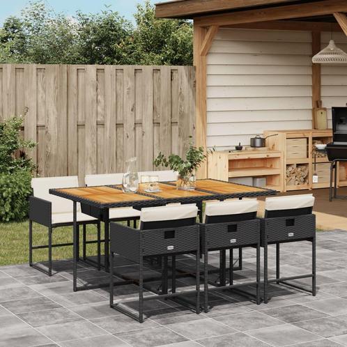 vidaXL 7-delige Tuinset met kussens poly rattan zwart, Tuin en Terras, Tuinsets en Loungesets, Tuinset, Nieuw, Verzenden