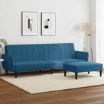 vidaXL Canapé-lit à 2 places avec repose-pied bleu, Verzenden