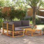 vidaXL 5-delige Loungeset met kussens massief acaciahout, Tuin en Terras, Verzenden, Nieuw