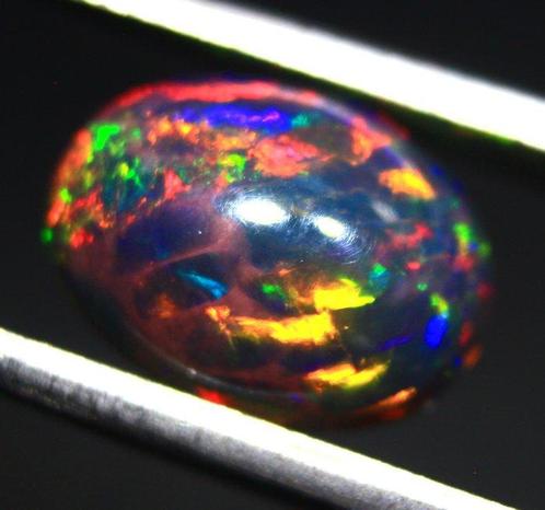 Cts. 2.40 Natuurlijke Ethiopische zwarte opaal Cabochon -, Verzamelen, Mineralen en Fossielen