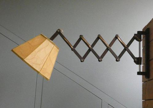 Schaarlamp - Harmonicalamp - Hout, Leder, Antiek en Kunst, Kunst | Designobjecten