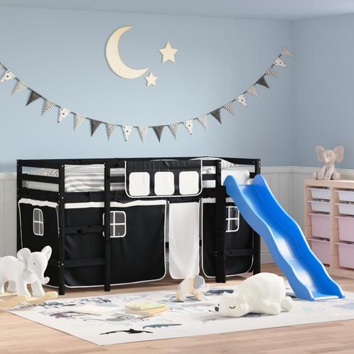 vidaXL Kinderhoogslaper met gordijnen 90x190 cm grenenhout, Huis en Inrichting, Slaapkamer | Bedden, Nieuw, Verzenden