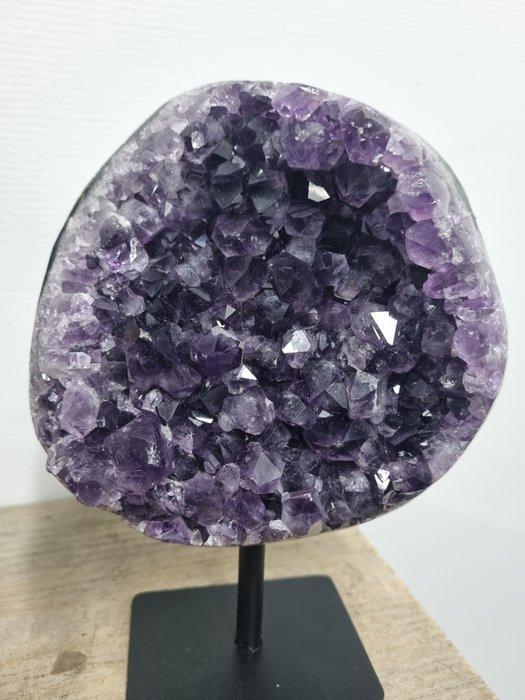 HQ Amethyst geode on luxury steel stand - Hoogte: 200 mm -, Verzamelen, Mineralen en Fossielen