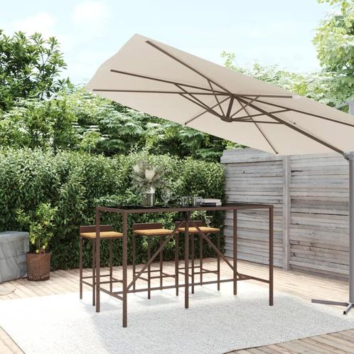 vidaXL Bartafel met glazen blad 180x70x110 cm poly rattan, Tuin en Terras, Tuintafels, Nieuw, Verzenden