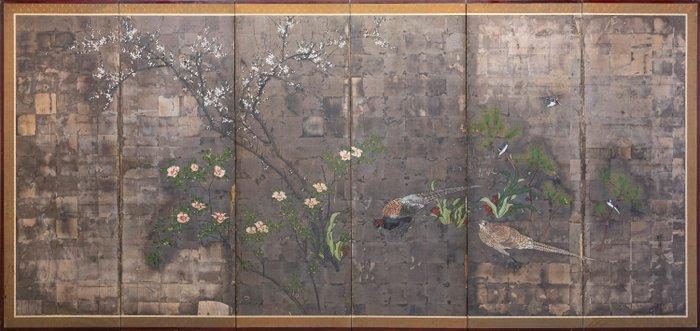 Bybu kamerscherm - Een zesluikige Bybu () met een paar, Antiek en Kunst, Antiek | Overige Antiek