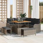 vidaXL Tuinbank Set 8 pcs Grijs poly rattan, Tuin en Terras, Verzenden, Nieuw
