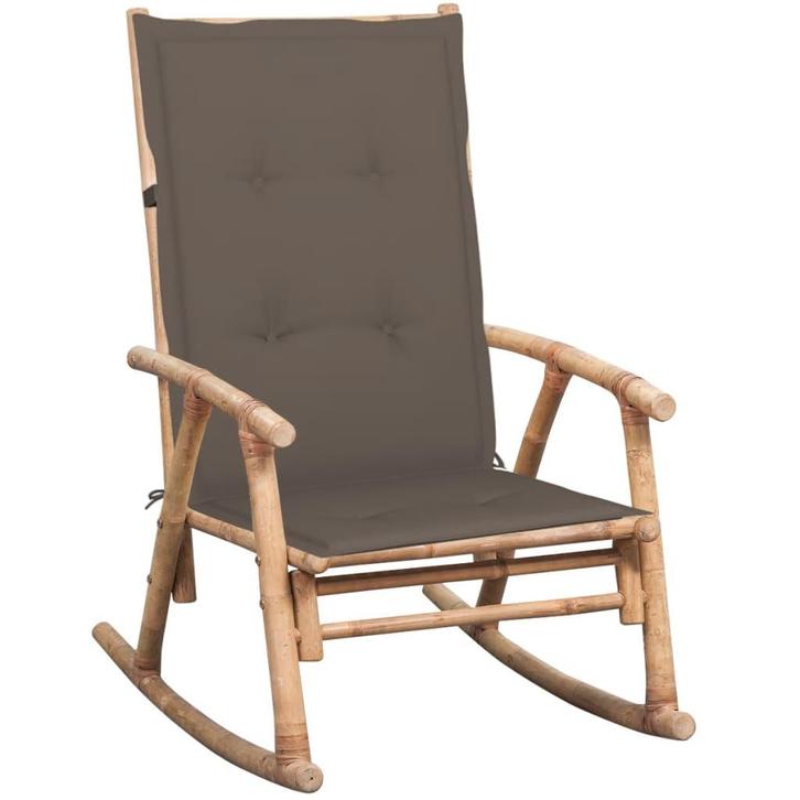 vidaXL Schommelstoel met kussen bamboe, Tuin en Terras, Tuinstoelen, Nieuw, Verzenden