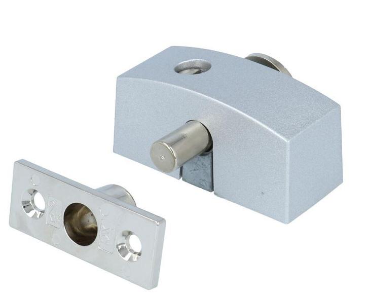 Oplegslot smal met cilinderslot SKG1® zilver grijs, Doe-het-zelf en Bouw, Hang- en Sluitwerk, Klink of Kruk, Nieuw, Overige materialen