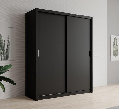 Kledingkast mat zwart - 180x62x215 - Kleerkast schuifdeuren, Maison & Meubles, Armoires | Autre, Envoi
