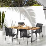 vidaXL Tuinstoelen 4 st staal en textileen zwart, Tuin en Terras, Tuinstoelen, Verzenden, Nieuw