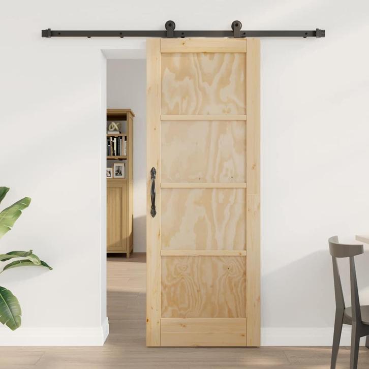 vidaXL Schuifdeuren set Naturel en zwart 73.5 x 198.5 cm, Doe-het-zelf en Bouw, Deuren en Vliegenramen, Nieuw, Verzenden