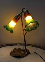 Lampe Art Nouveau LILY à 2 tulipes - Tafellamp - glasmoes