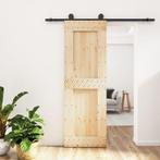 vidaXL Schuifdeur met beslag 70x210 cm massief grenenhout, Doe-het-zelf en Bouw, Deuren en Vliegenramen, Verzenden, Nieuw