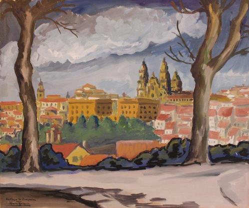 Matías Álvarez Ajuria (1914-1969) - Santiago de Compostela, Antiquités & Art, Art | Peinture | Classique