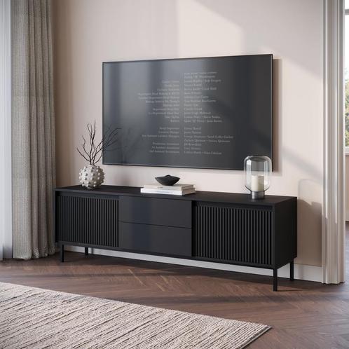 Meubella | TV-Meubel zwart 174x40x55 | hotel chique modern, Huis en Inrichting, Kasten |Televisiemeubels, 25 tot 50 cm, Nieuw