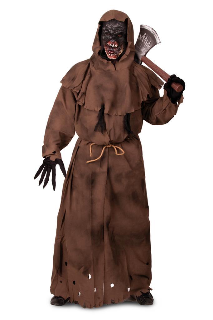Kostuum Zombie Monnik Bruin Pak Zombiepak Masker Horror Cape, Kleding | Heren, Carnavalskleding en Feestkleding, Nieuw, Ophalen of Verzenden