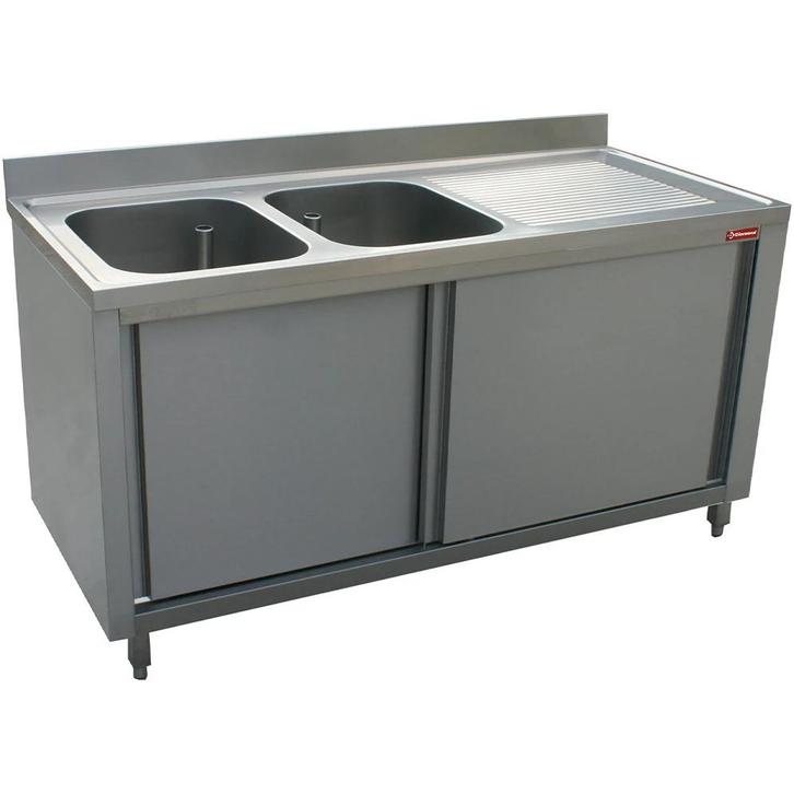 Spoeltafel | RVS | 2 Spoelbakken (Links) + Afdruipvlak |, Zakelijke goederen, Horeca | Keukenapparatuur, Nieuw in verpakking, Verzenden