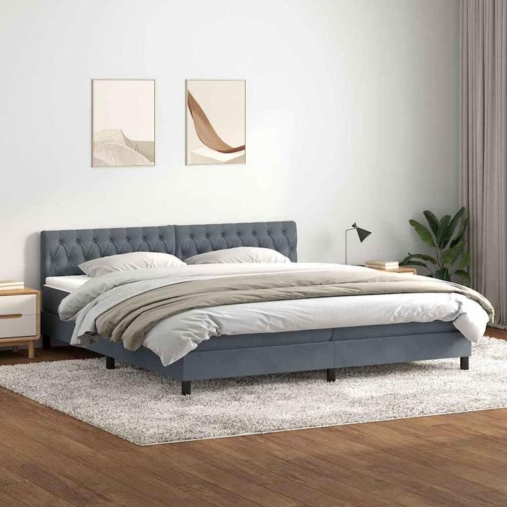 vidaXL Boxspring met matras fluweel donkergrijs 180x210 cm, Maison & Meubles, Chambre à coucher | Lits, Envoi