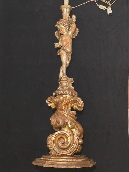 Candélabre (2) - Bois - Cherubino - Imposant, 1,32 m,, Antiek en Kunst, Kunst | Niet-Westerse kunst
