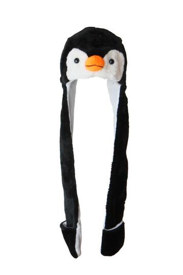 Muts Wanten Pinguin Sjaalmuts met Oortjes Zwart Wit Vogel Bo