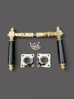 Antiek Deurklink - horn/brass incl rosettes - 1850-1900