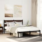 vidaXL Bedframe met hoofdbord zonder matras bruin eiken, Huis en Inrichting, Verzenden, Nieuw