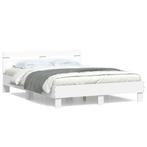 vidaXL Cadre de lit avec tête de lit blanc 140x200cm, Maison & Meubles, Chambre à coucher | Lits, Neuf, Verzenden