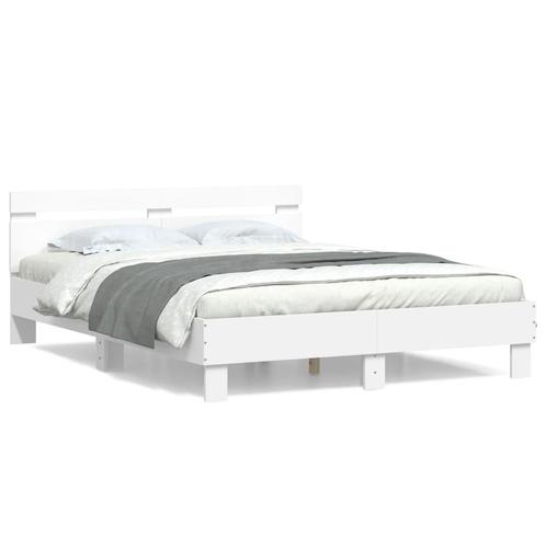 vidaXL Cadre de lit avec tête de lit blanc 140x200cm, Maison & Meubles, Chambre à coucher | Lits, Neuf, Envoi
