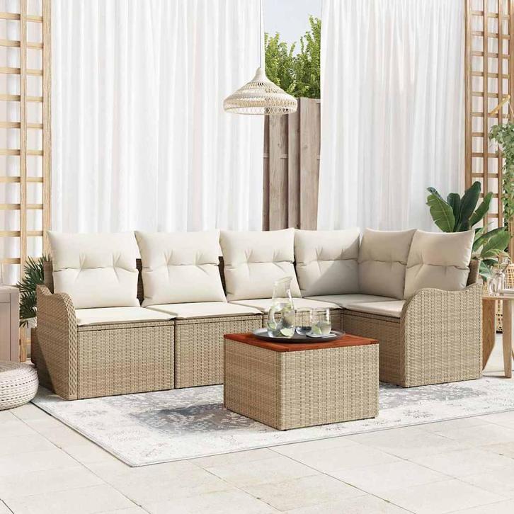 vidaXL Tuinbank Set 6 pcs Beige en wit, Tuin en Terras, Tuinsets en Loungesets, Nieuw, Verzenden