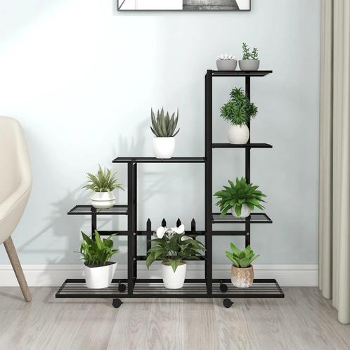 vidaXL Bloemenstandaard met wielen 94,5x25x92,5 cm metaal, Tuin en Terras, Bloembakken en Plantenbakken, Nieuw, Verzenden