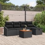 vidaXL 6-delige tuinbankset met kussens zwart poly rattan, Tuin en Terras, Tuinsets en Loungesets, Verzenden, Nieuw