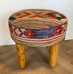 Tabouret - Bois, Laine - Pouf afghan