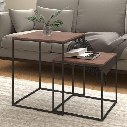 vidaXL Salontafelset 2 st bewerkt hout en metaal, Maison & Meubles, Tables | Tables de salon, Envoi