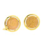 Gouden manchetknopen met 5 gulden munt Koningin Wilhelmin..., Ophalen of Verzenden, Goud