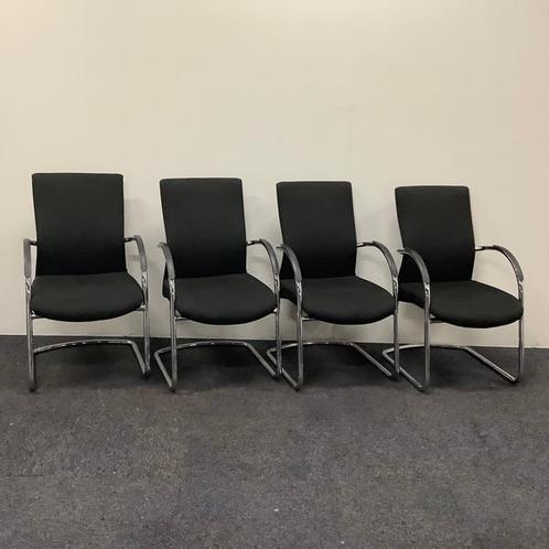 Complete set 4 stuks vergaderstoelen Euroseats Vienna, zwart, Huis en Inrichting, Stoelen, Zwart, Gebruikt