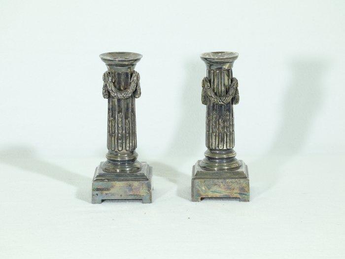 Kaarsenhouder (2) - Zilverbrons - Paar oude kandelaars, Antiek en Kunst, Antiek | Overige Antiek