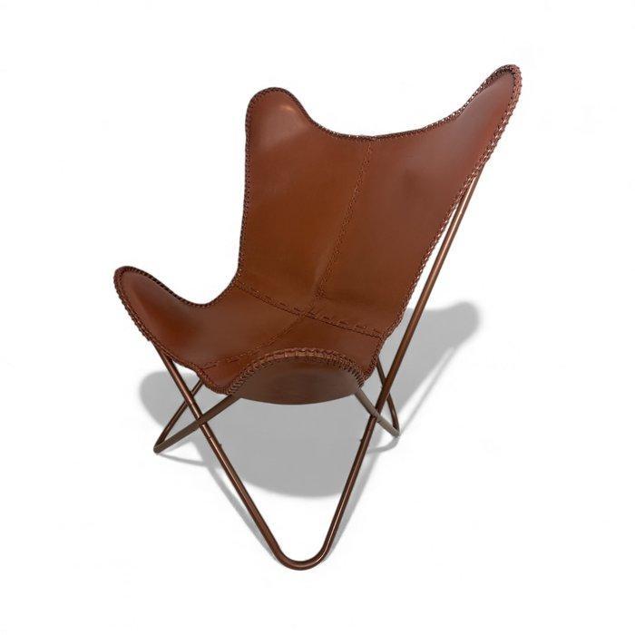 Fauteuil - Vlinderstoel - Leder, Metaal - Vlinderstoel, Antiek en Kunst, Kunst | Designobjecten