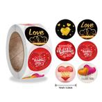 500 stickers labels rol thema: happy, love, valentine