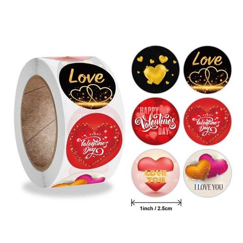 500 stickers labels rol thema: happy, love, valentine, Huis en Inrichting, Woonaccessoires | Kunstplanten en Kunstbloemen, Nieuw