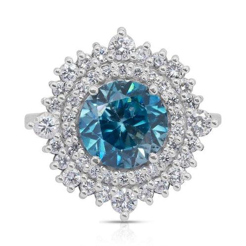 Bague - 18 carats Or blanc -  5.03ct. tw. Zircon - Diamant, Handtassen en Accessoires, Ringen