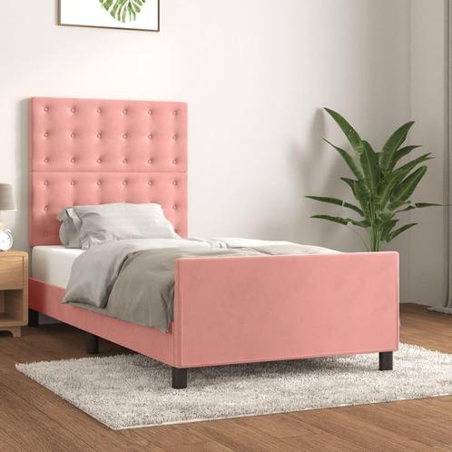 vidaXL Cadre de lit avec tête de lit Rose 80x200 cm, Maison & Meubles, Chambre à coucher | Lits, Neuf, Envoi