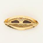 Broche - 14 karaat Geel goud - 2.88ct. tw. Granaat, Handtassen en Accessoires, Antieke sieraden