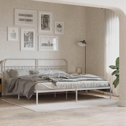vidaXL Bedframe met hoofdbord metaal wit 200x200 cm, Huis en Inrichting, Slaapkamer | Bedden, Nieuw, Verzenden