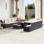 vidaXL 11-delige tuinset met kussens - zwart poly rattan en, Verzenden, Nieuw