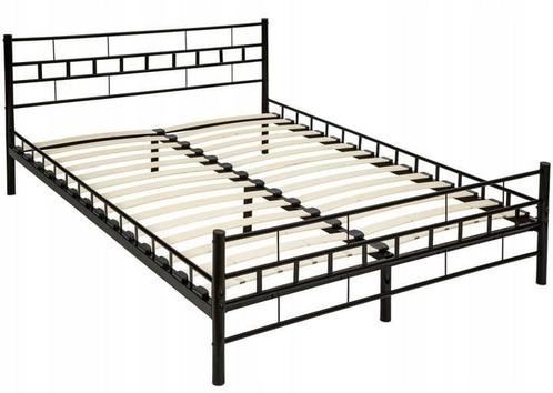 Minimalistisch zwart metalen bedframe met strak design -..., Doe-het-zelf en Bouw, Metalen, Nieuw, IJzer, Ophalen of Verzenden