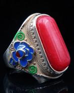 Boeddhistische ring - Lotus - Het rood van spirituele, Antiek en Kunst