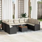 vidaXL Tuinbank Set 10 pcs Zwart, wit Medium Riet, Hout,, Tuin en Terras, Verzenden, Nieuw